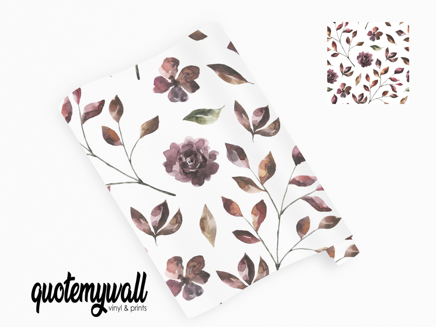 Burgundy Rose Leaf Stems Self Adhesive Vinyl