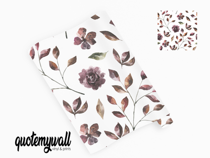 Burgundy Rose Leaf Stems Self Adhesive Vinyl