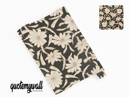 Black/Cream Daisy Design Self Adhesive Vinyl