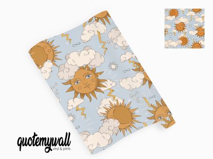 Weather Sun Cloud Sky Faces Self Adhesive Vinyl