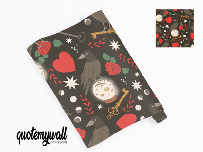 Dark Crow Roses Keys Self Adhesive Vinyl