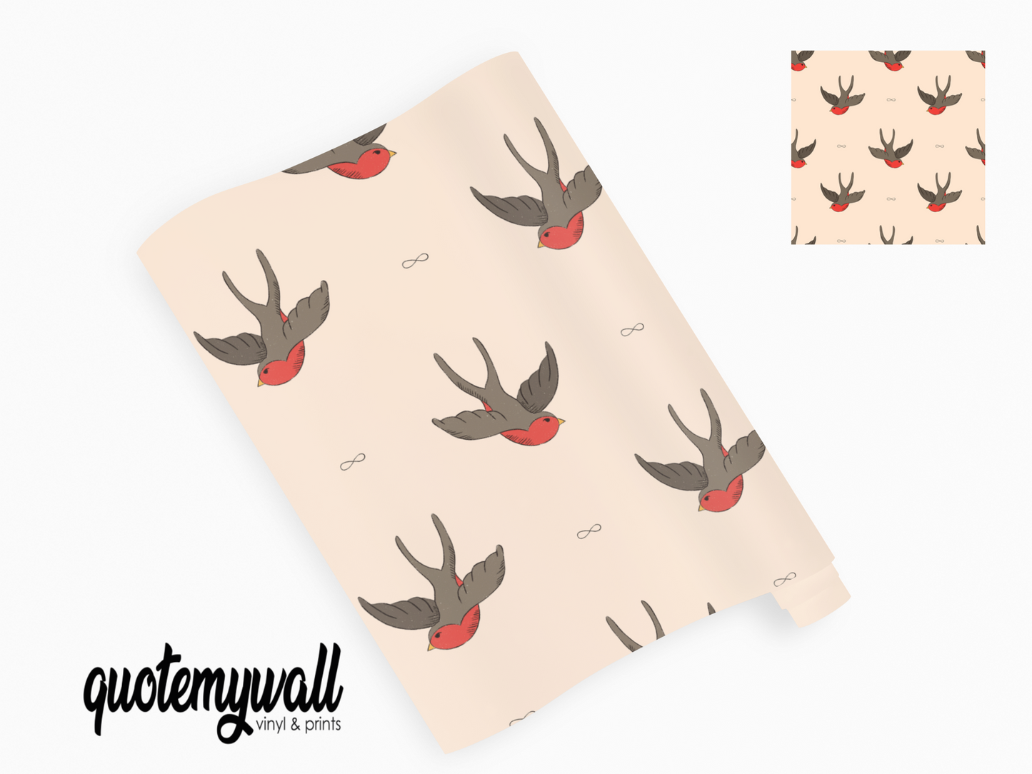 Red Chested Swallow Birds Vinyl Furniture Sticker