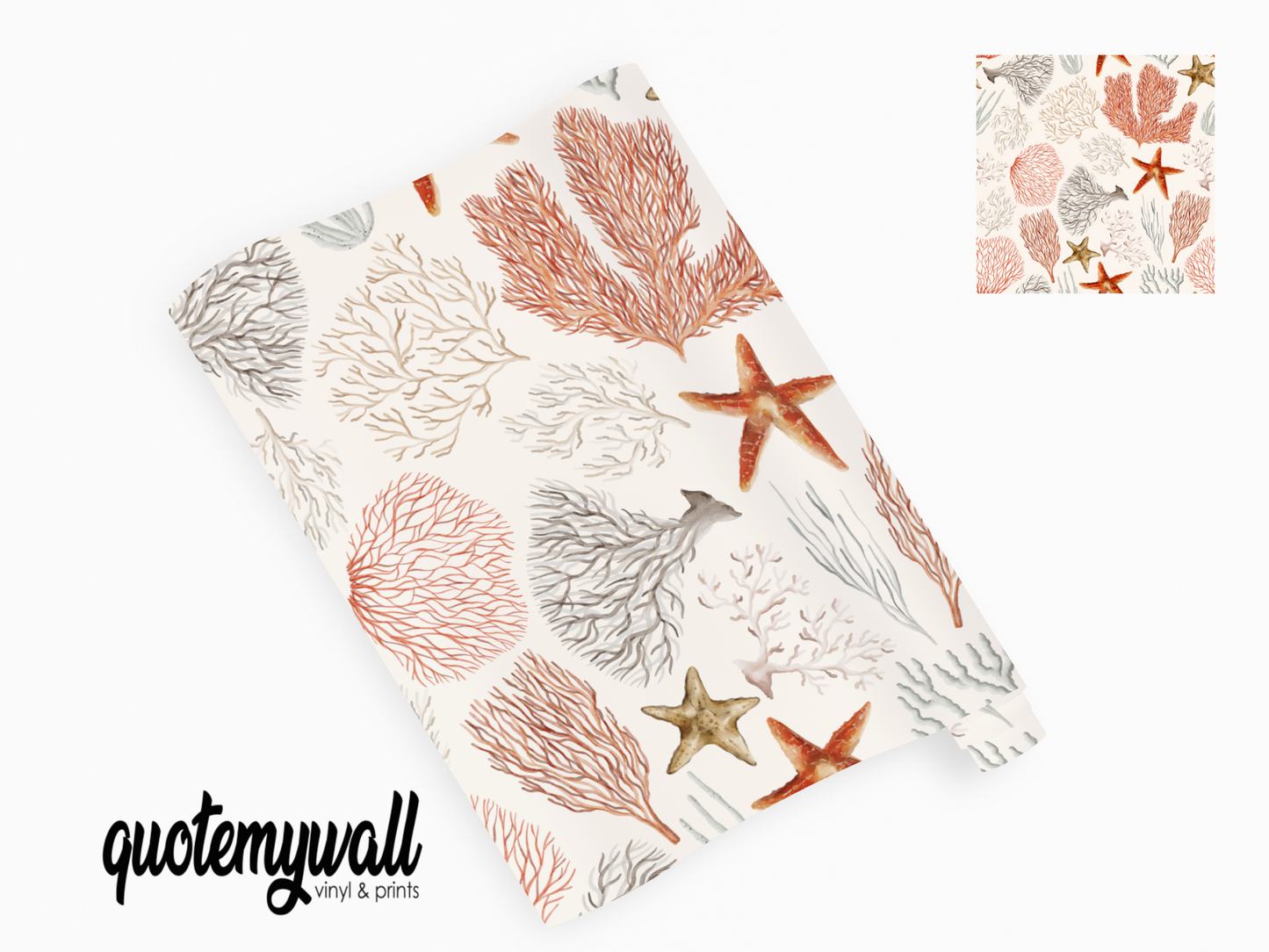 Seaside Coral Shells Starfish Self Adhesive Vinyl