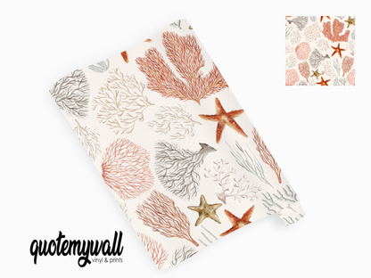 Seaside Coral Shells Starfish Self Adhesive Vinyl