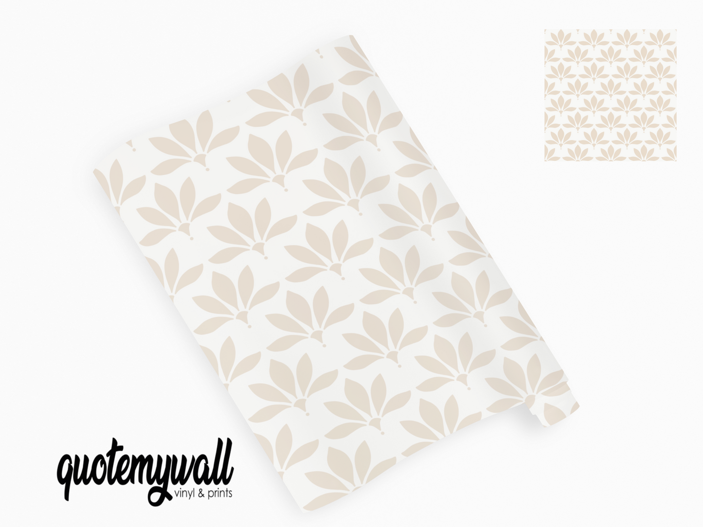 Beige Plume Fanned Flower Self Adhesive Vinyl