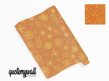 Orange Yellow Moon Flower Doodle Vinyl Furniture Wrap
