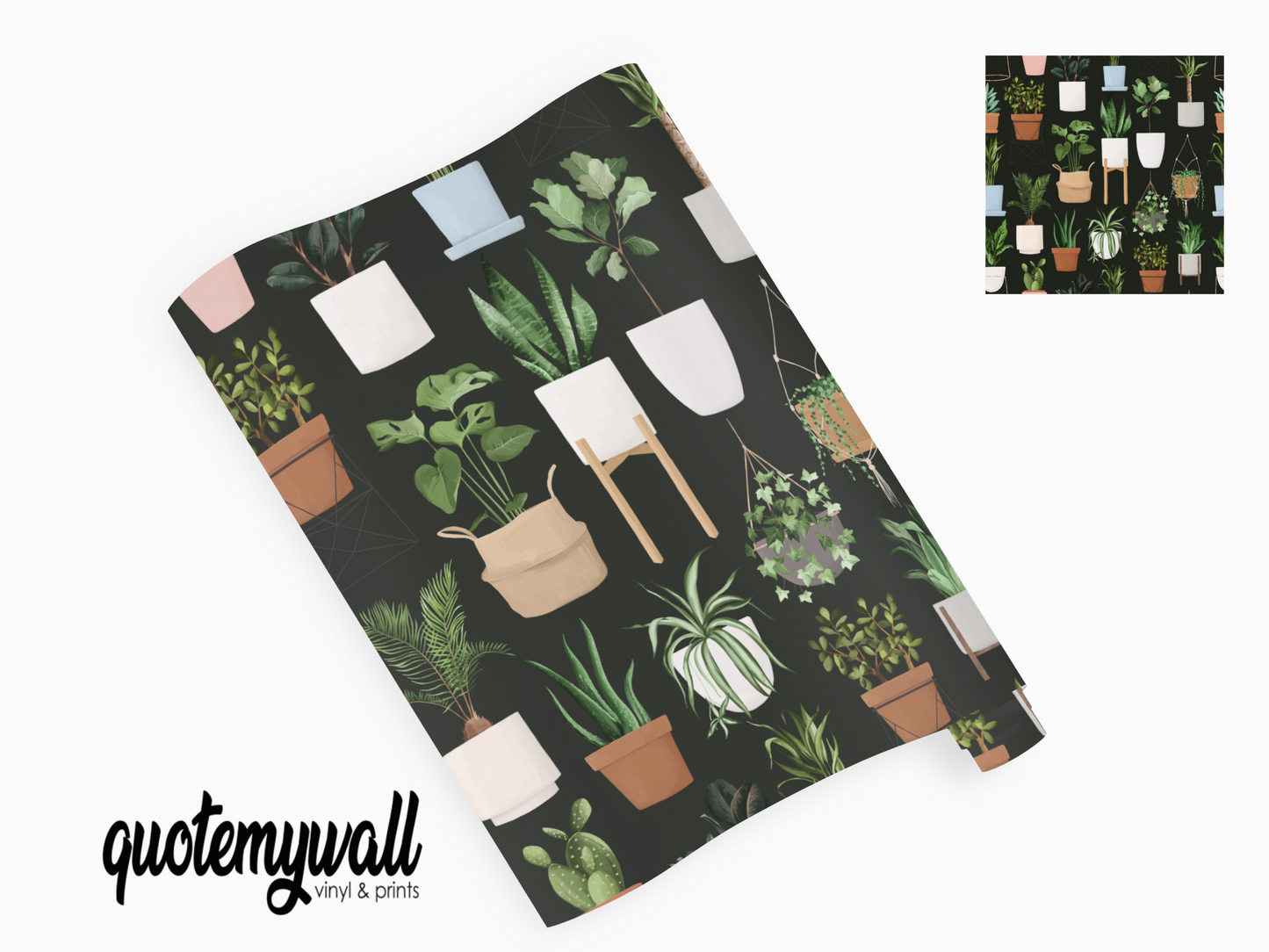 Dark Houseplant Plant Pots Plants Self Adhesive Vinyl