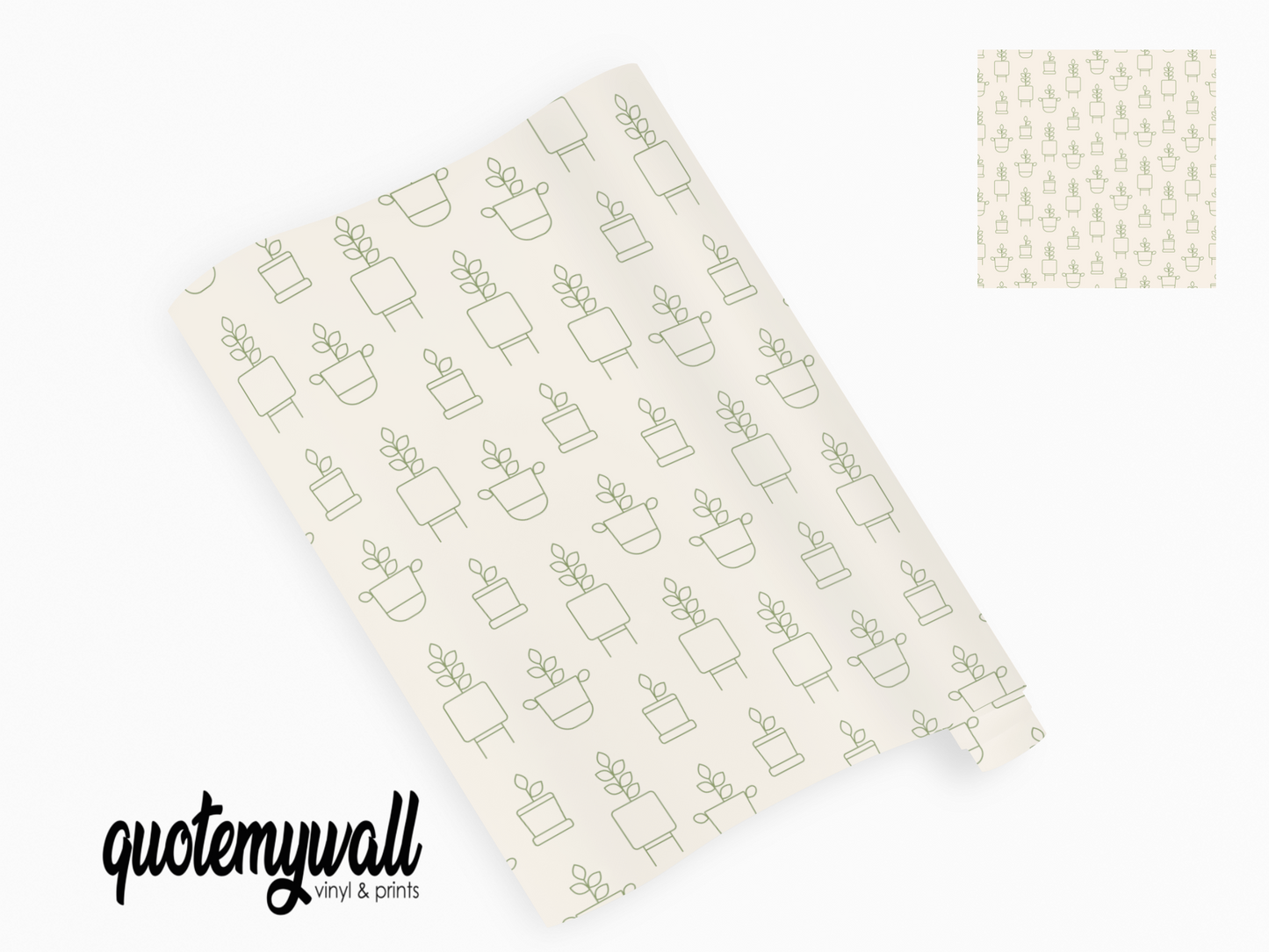 Cream Plant Outline Silhouettes Self Adhesive Vinyl