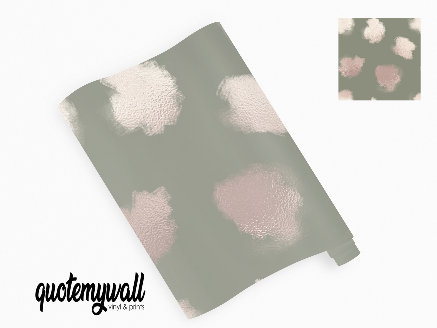 Khaki Green & Blush Sheen Cloud Smudge Self Adhesive Vinyl