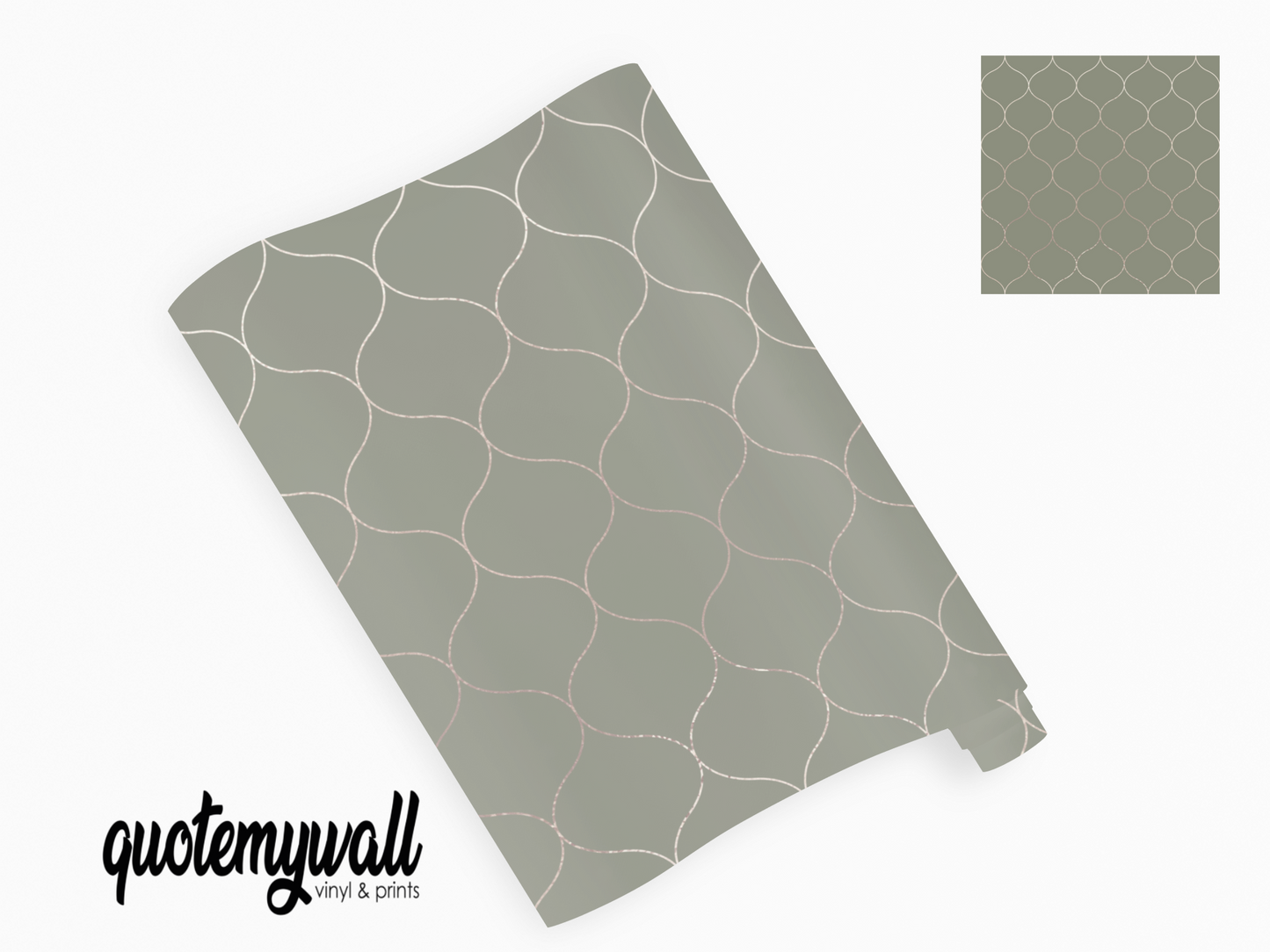 Khaki Green Fine Line Bauble Pattern Lines Self Adhesive Vinyl