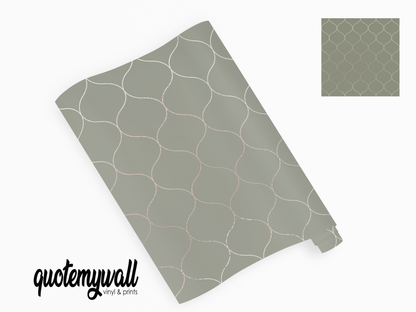 Khaki Green Fine Line Bauble Pattern Lines Self Adhesive Vinyl