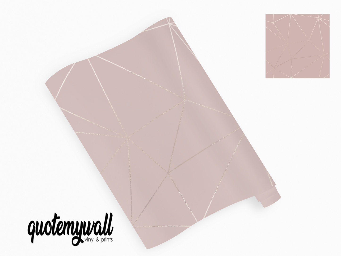 Blush Pink Gold Abstract Line Design Self Adhesive Vinyl