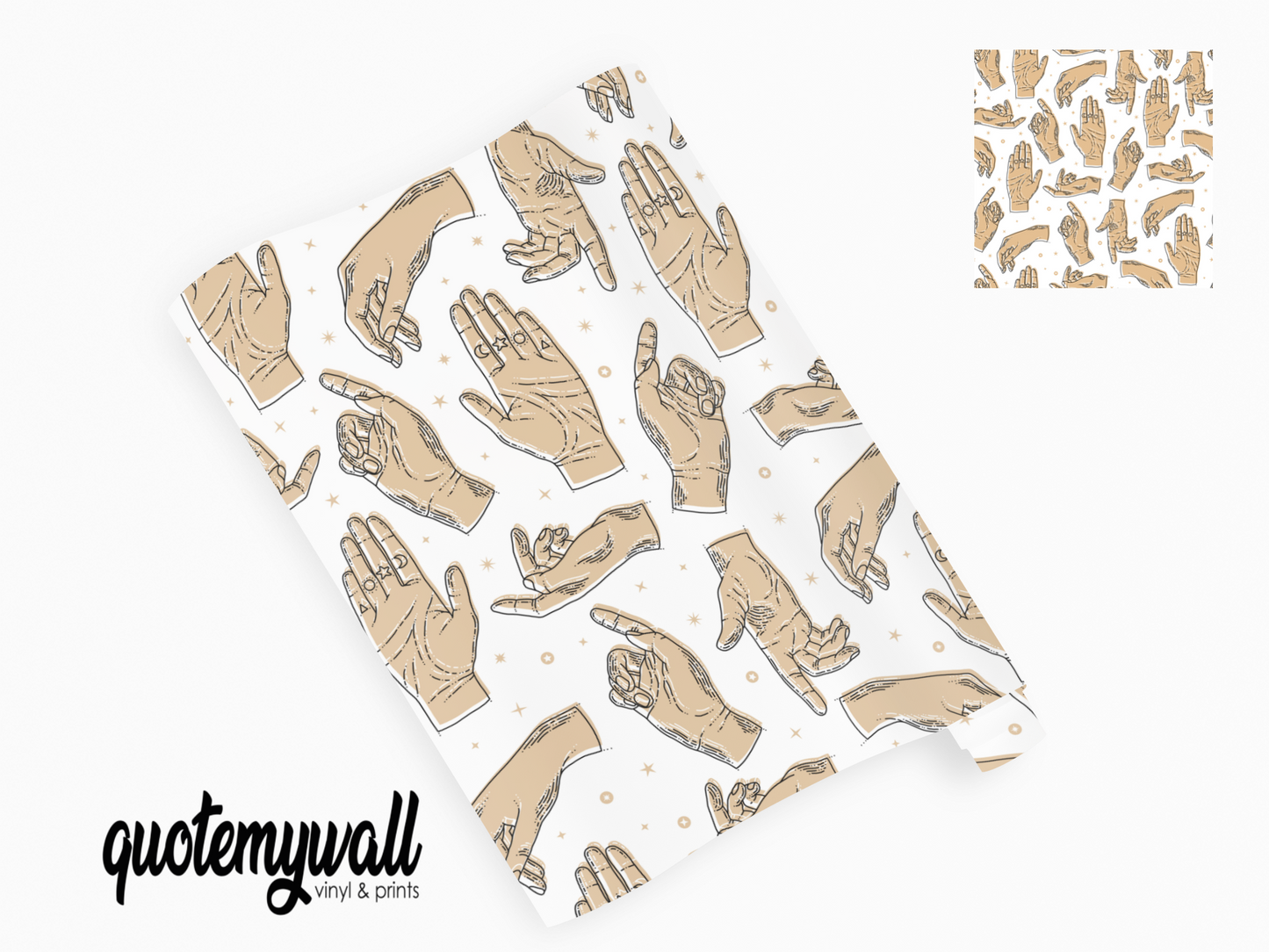 Light Cream Hands Palms Symbols Signs Vinyl Furniture Sticker