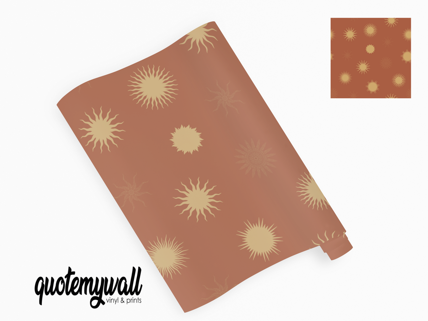 Burnt Orange Sunbursts Sun Self Adhesive Vinyl