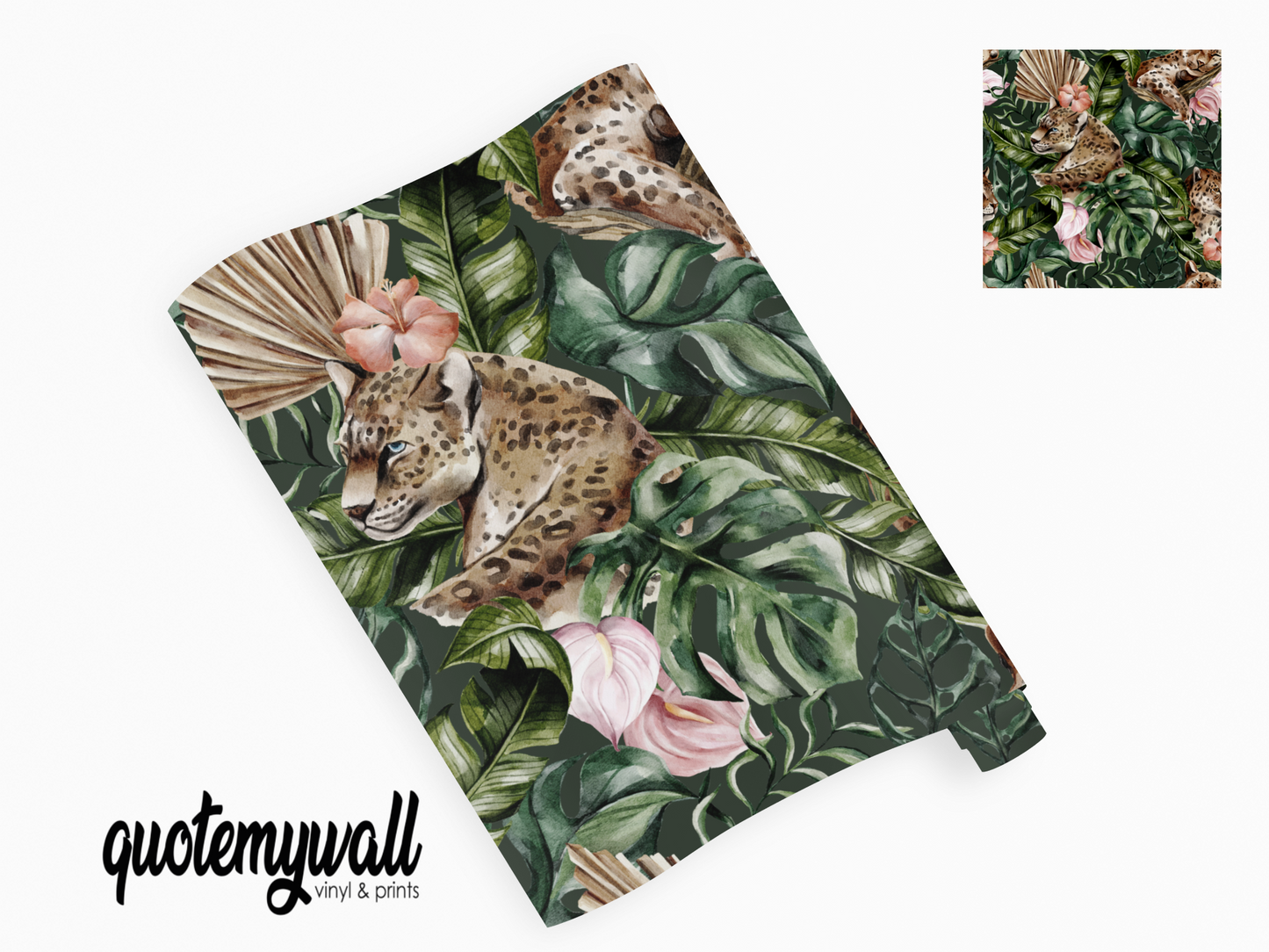 Tropical Plants Jungle leaves Leopard Self Adhesive Vinyl