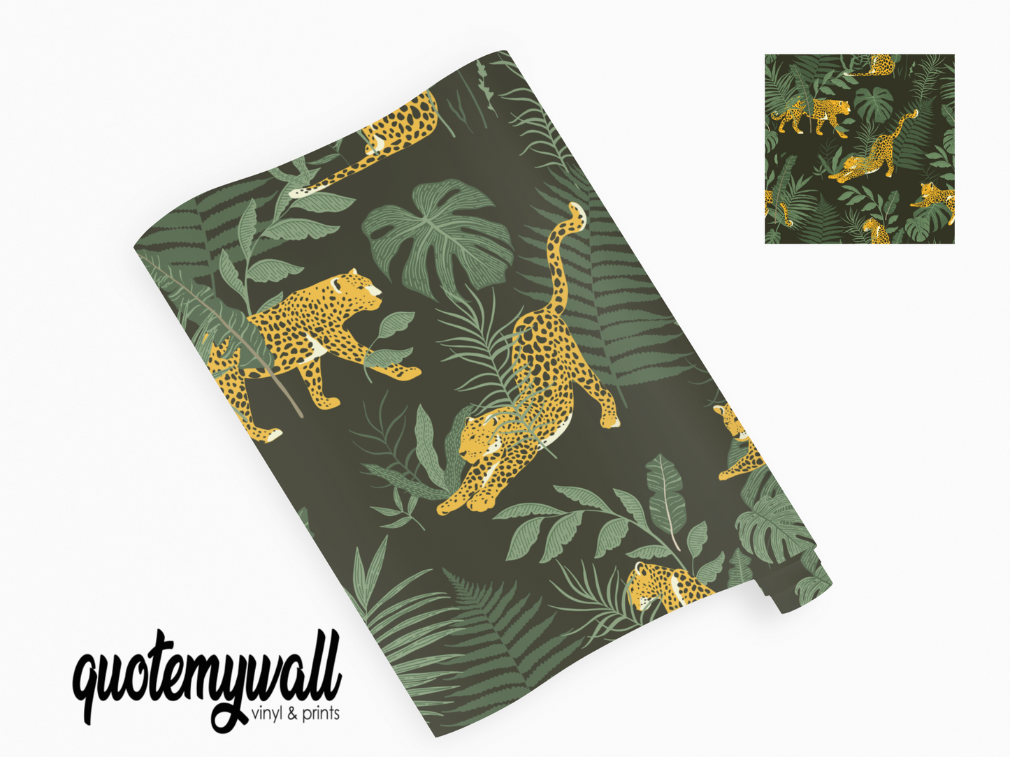 Jungle Leaves Palms Leopard Self Adhesive Vinyl