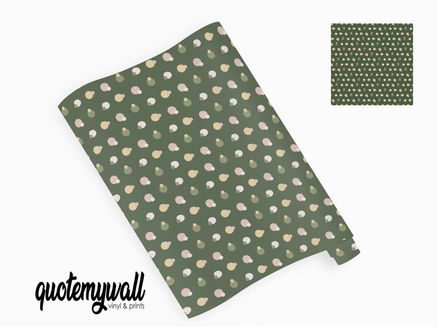 Green Beige Irregular Tiny Blobs Self Adhesive Vinyl