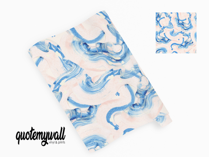 Blue Brush Stroke Watercolour Swirls Self Adhesive Wrap