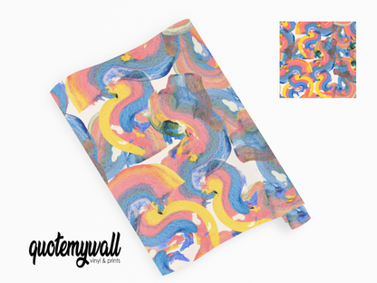 Arty Paintbrush Stroke Watercolour Swirls Self Adhesive Wrap