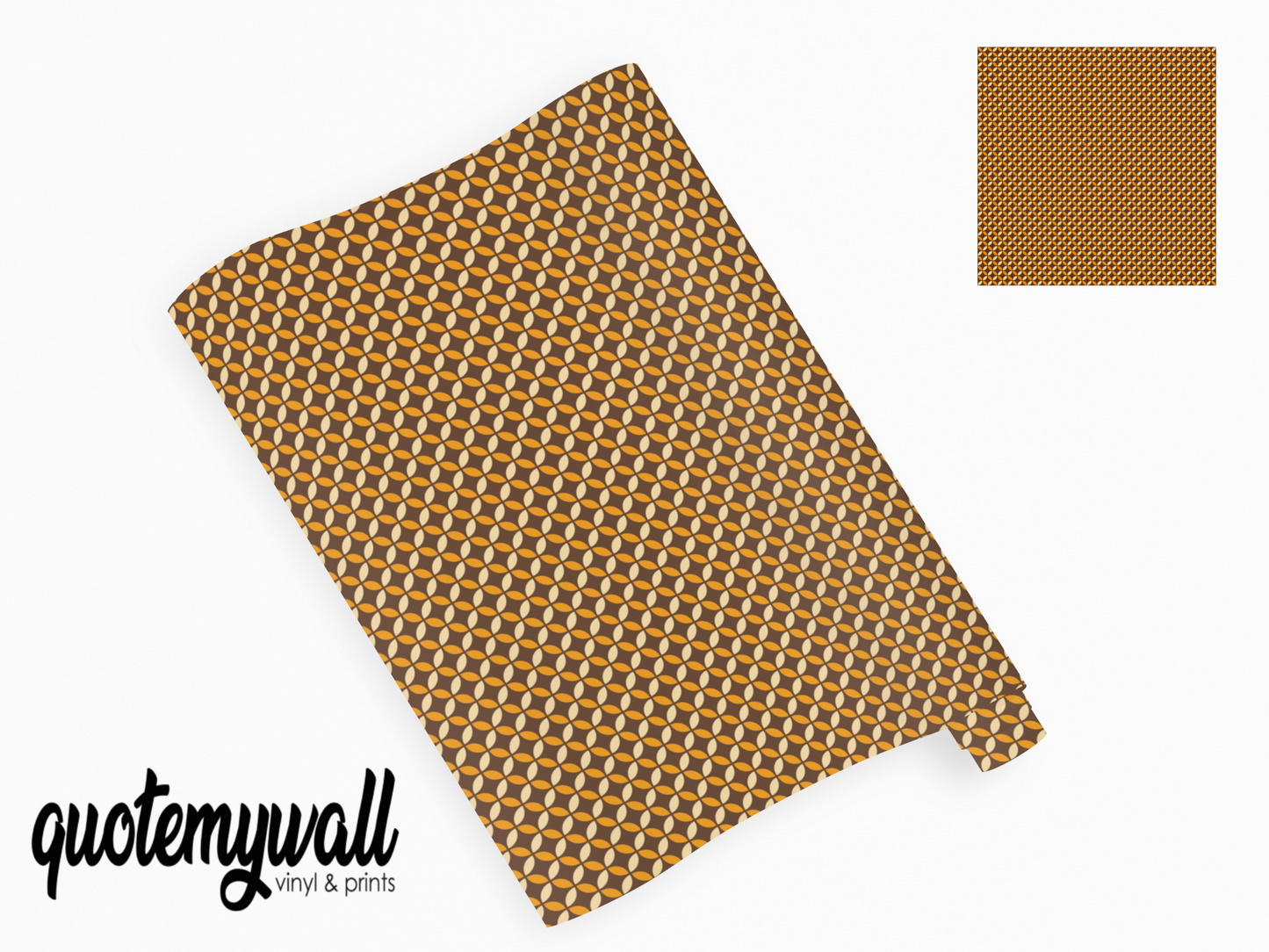 Brown Geometric Petal Shape Print Vinyl Furniture Sticker