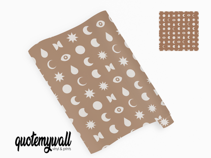 Brown Symbol Moon & Stars Vinyl Furniture Wrap
