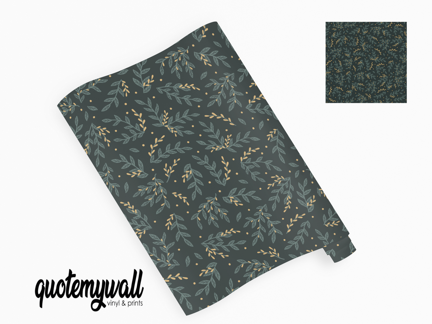 Dark Green Leaf Sprigs  Self Adhesive Vinyl