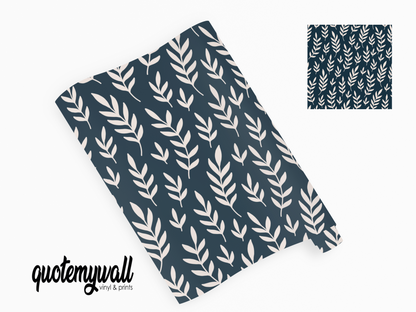 Navy Cream Leaf Branches Self Adhesive Vinyl