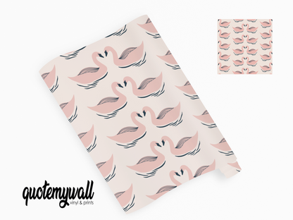 Pale Pink Swan Pattern Vinyl Furniture Wrap