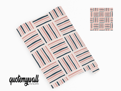 Blush Pink & Navy Stripes Lines Self Adhesive Vinyl