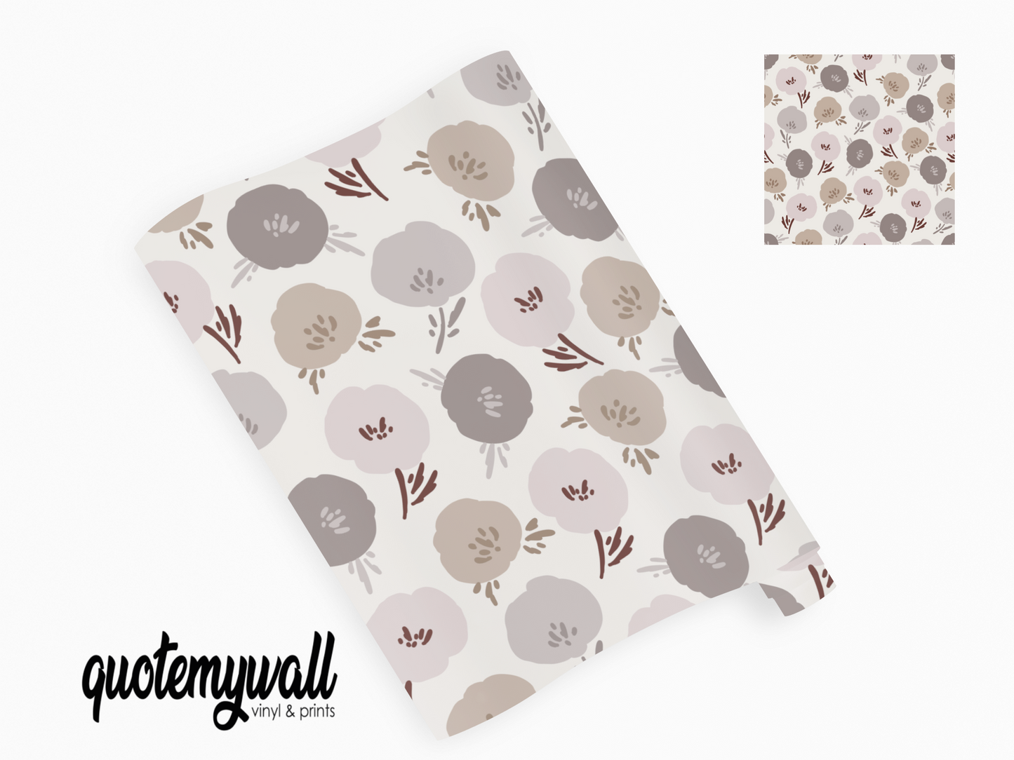 Taupe Dandelions Self Adhesive Vinyl