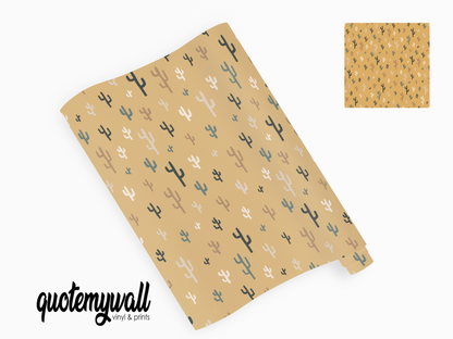 Yellow Cactus Pattern Vinyl Furniture Wrap
