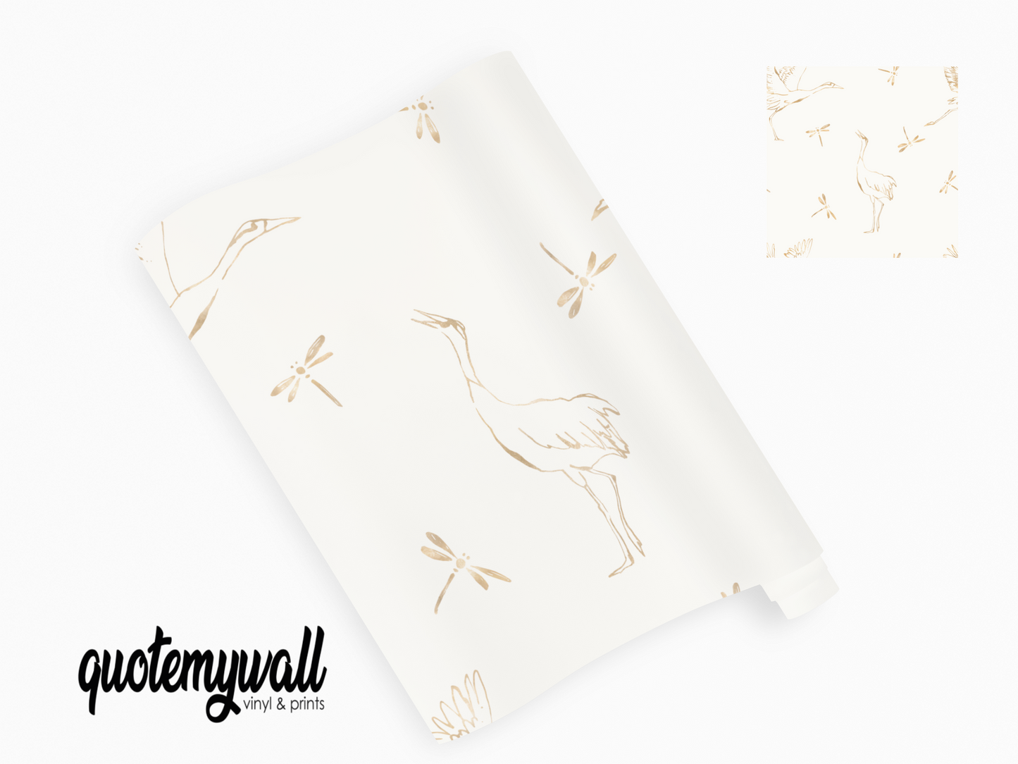 Crane Dragonfly Beige Self Adhesive Vinyl