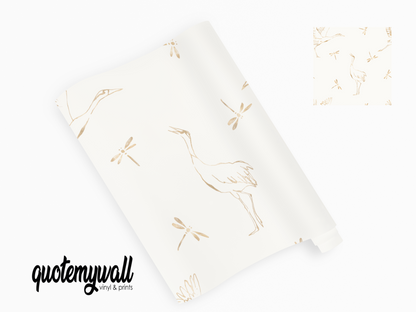 Crane Dragonfly Beige Self Adhesive Vinyl