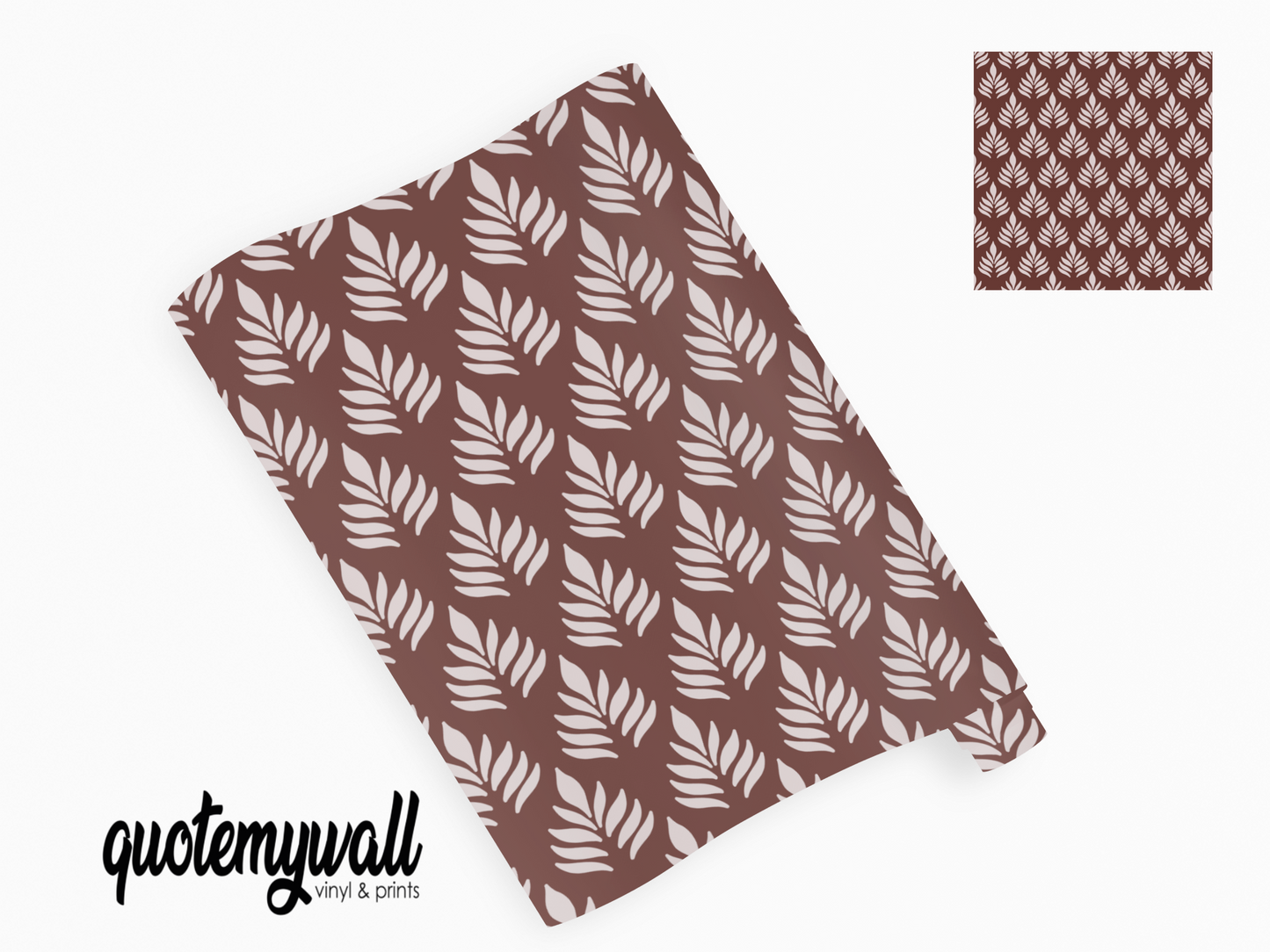 Brown & White Fern Leaf Pattern Vinyl Furniture Wrap