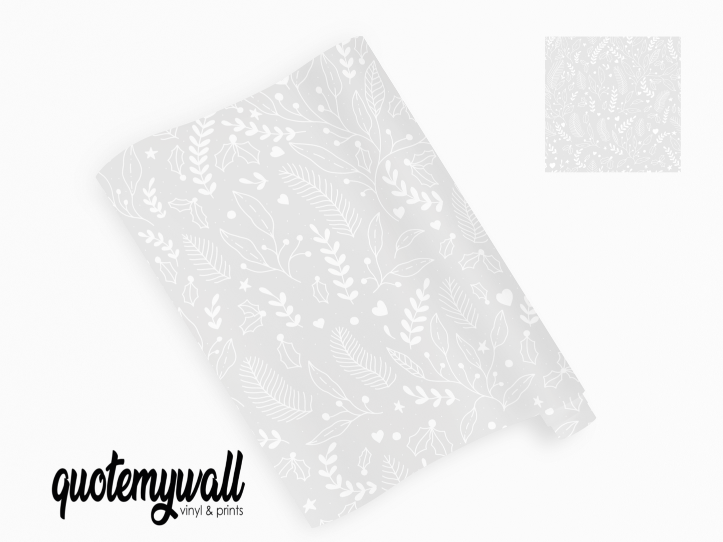 Grey Outline Holly Berries Vinyl Furniture Sticker