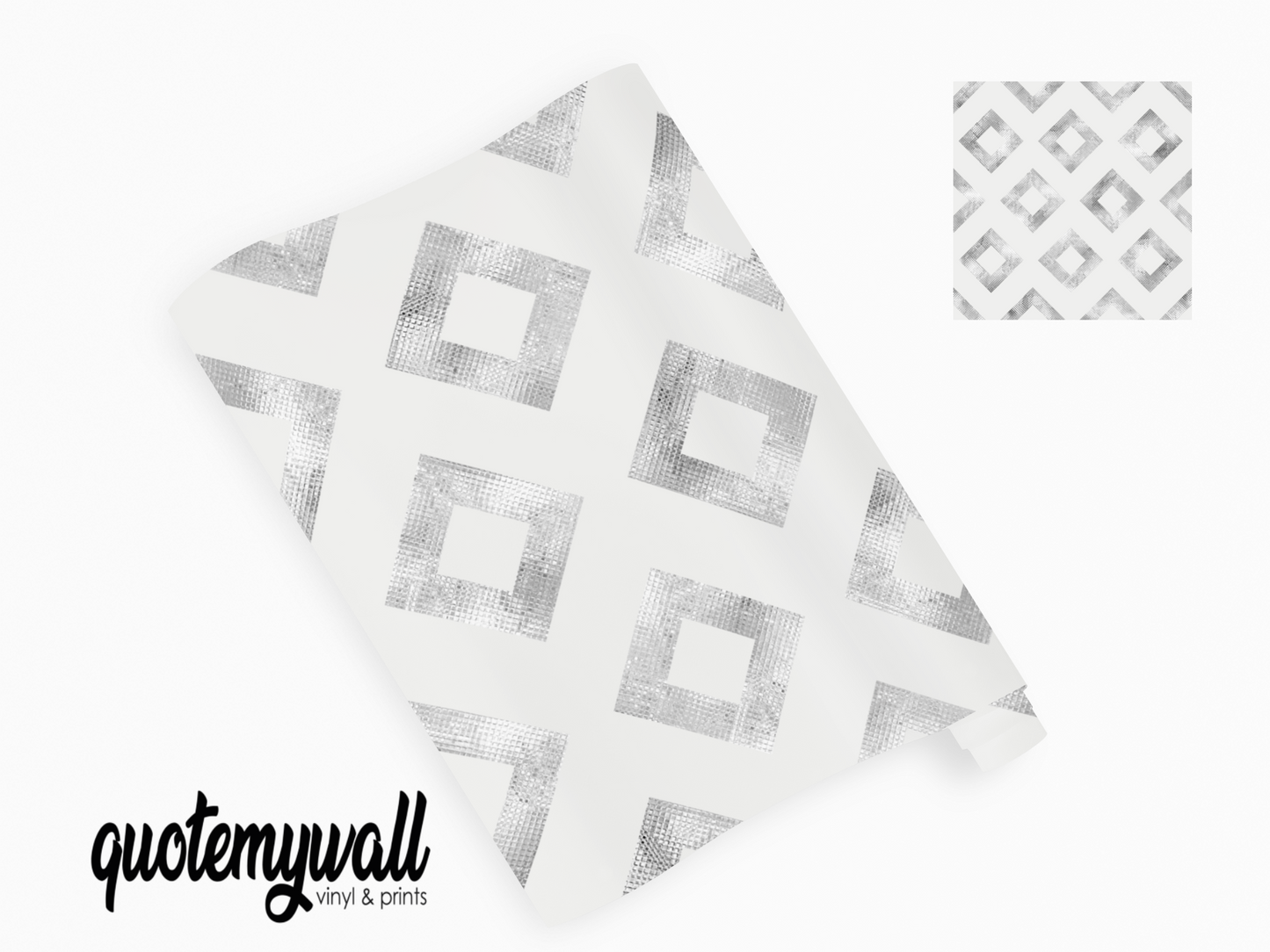 White & Grey Diamond Squares Vinyl Furniture Sticker
