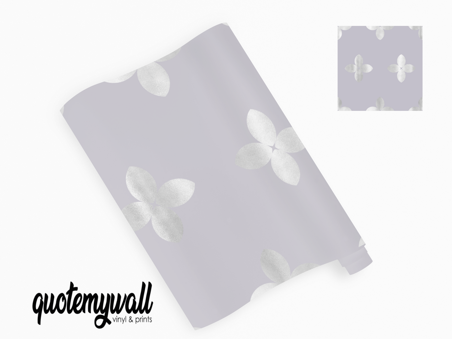 Pearly Grey Petal Pattern Self Adhesive Vinyl