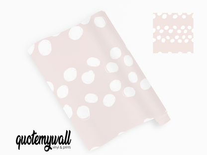 Pale Pink & White Spotty Lines Vinyl Furniture Wrap