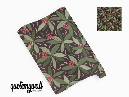 Berries And Leaves Greenery Vinyl Furniture Sticker