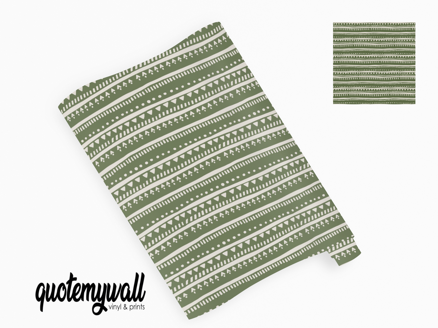 Green Aztec Linier Lines Self Adhesive Vinyl