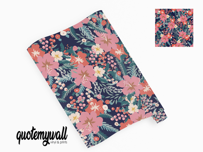 Vibrant Pink/Navy Floral Berries Display Vinyl Furniture Wrap
