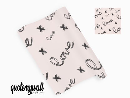 Baby Pink & Black Love Script Self Adhesive Vinyl