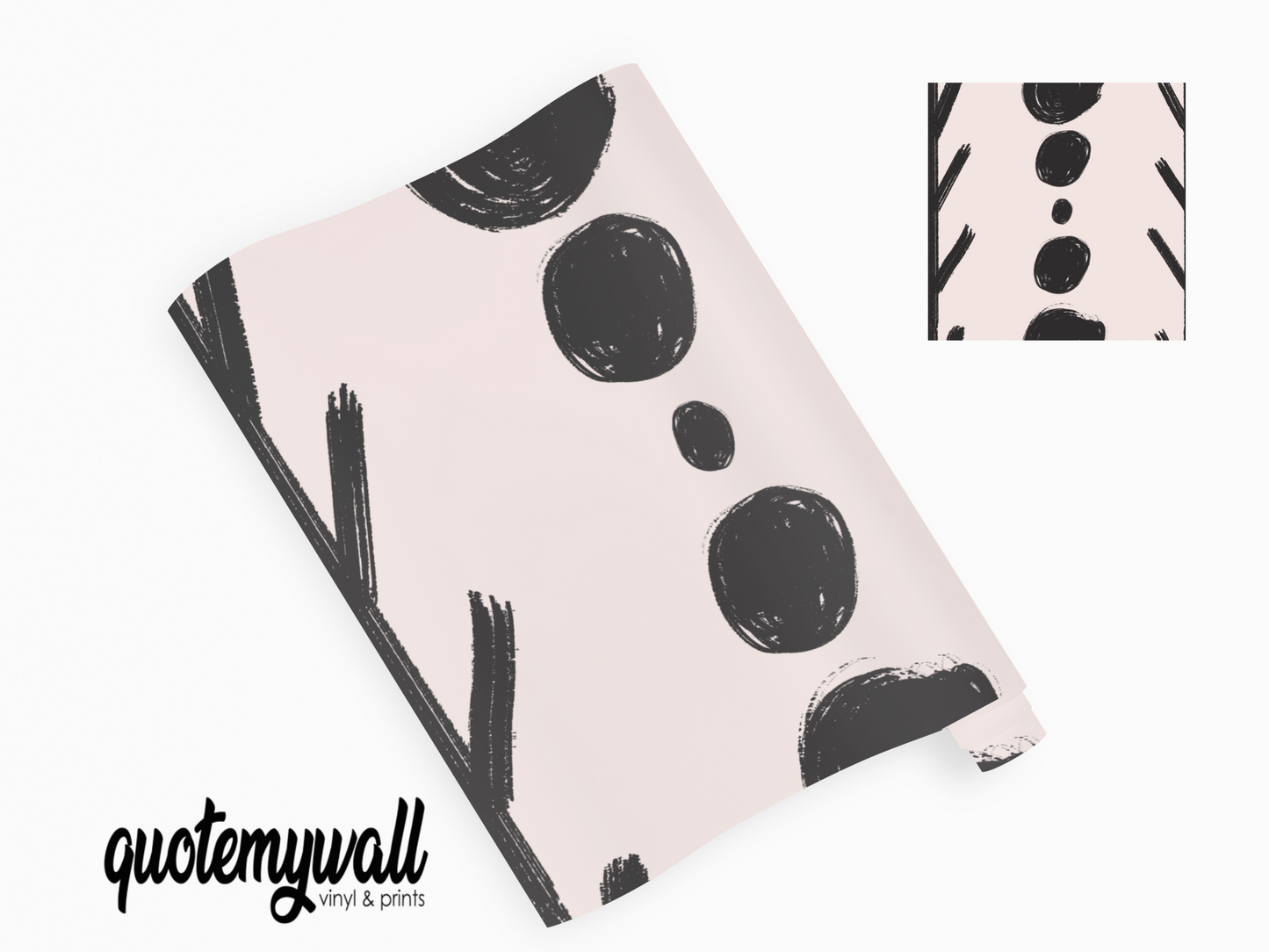 Dusky Pink & Black Spots/Arrows Self Adhesive Vinyl