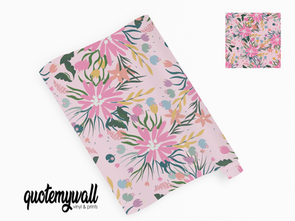 Baby Pink Floral Spray Vinyl Furniture Sticker