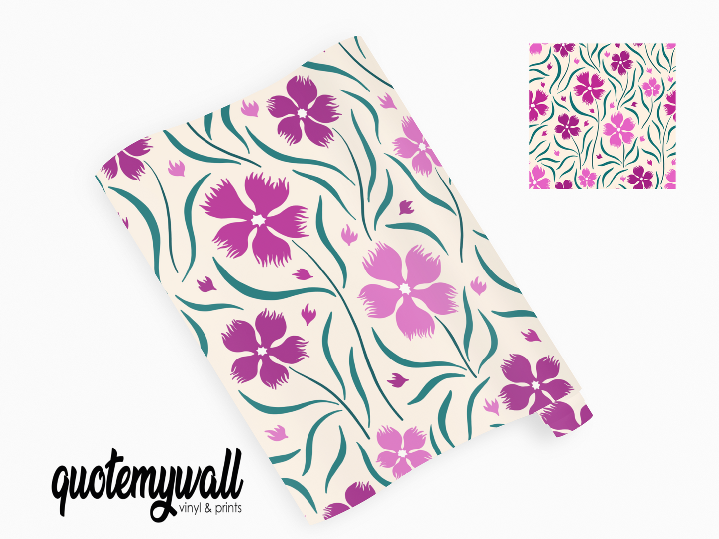 Pink & Purple Pansy Flowers Vinyl Furniture Sticker