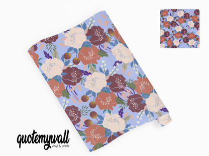Pastel Blue Spring Floral Blooms Self Adhesive Vinyl
