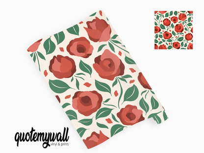 Red Roses Floral Self Adhesive Vinyl