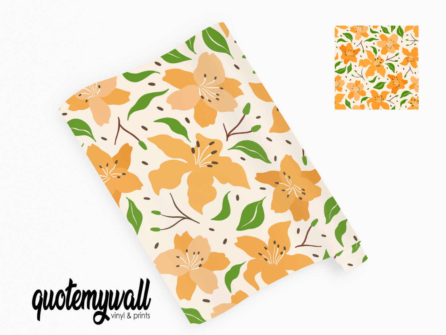 Orange Clematis Flowers Vinyl Furniture Wrap