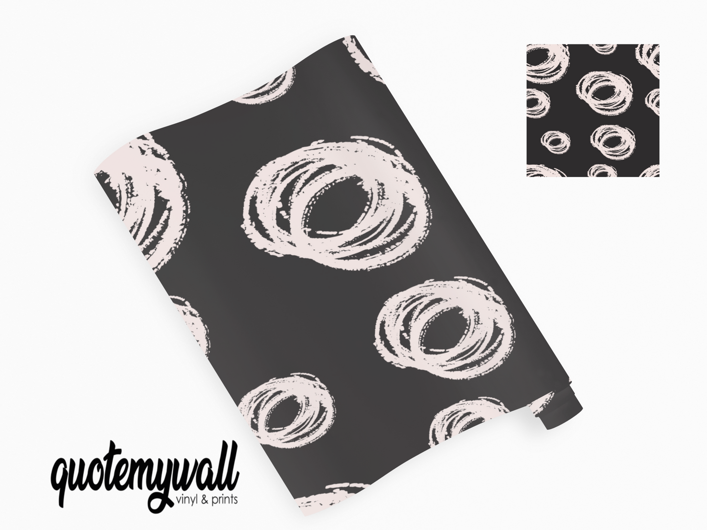 Black & Cream Doodle Circles Self Adhesive Vinyl