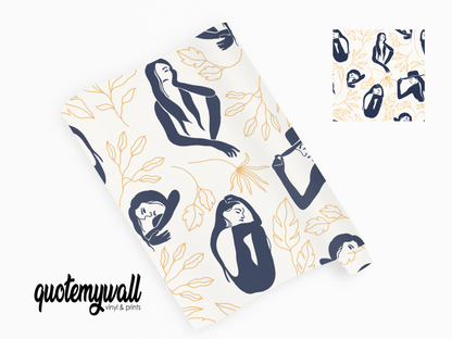Lady Woman Hand Drawn Girl Self Adhesive Wrap